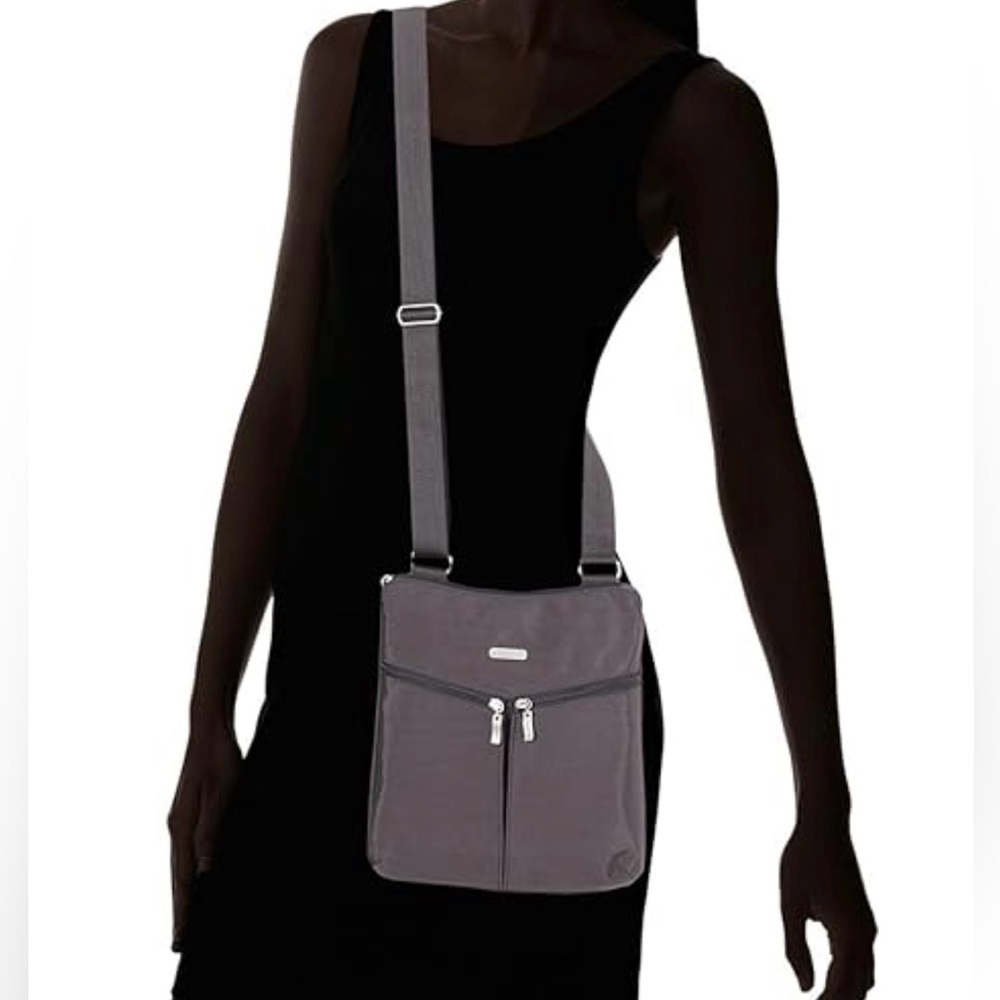 Baggallini Horizon Crossbody Bag Lightweight Water Resistant Gray Nylon